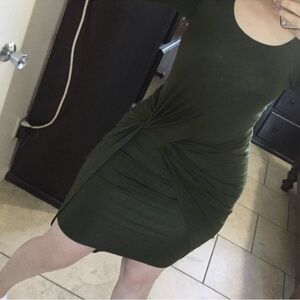 Norma kamali green 3/4 sleeve draped jersey dress OFFERS WILL BE DECLINED